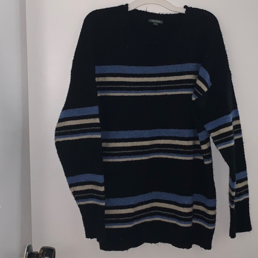 Striped Fuzzy Long Sleeve Sweater